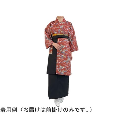 友禅調小紋 前掛け ミディアムレッド F