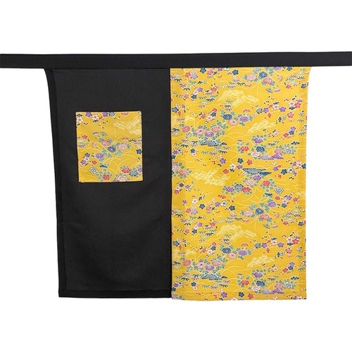 友禅調小紋 前掛け ダークイエロー F