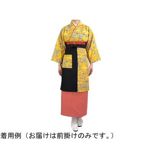 友禅調小紋 前掛け ダークイエロー F