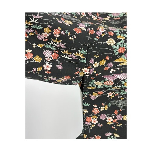 友禅調小紋 茶衣着 上 ブラック L O