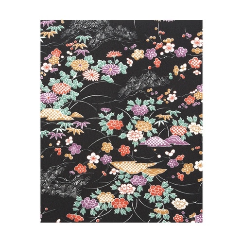 友禅調小紋 茶衣着 上 ブラック L O