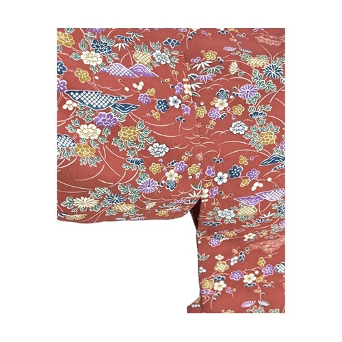 友禅調小紋 茶衣着 上 ミディアムレッド