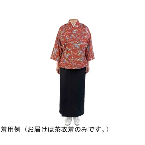 友禅調小紋 茶衣着 上 ミディアムレッド