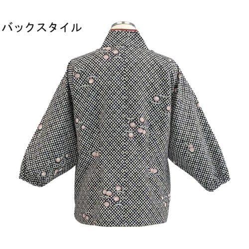 市松文様に菊花 茶衣着 上 ブラック M