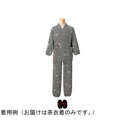 市松文様に菊花 茶衣着 上 ブラック M