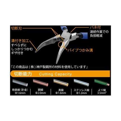 RB125 ミニ先曲がりペンチ