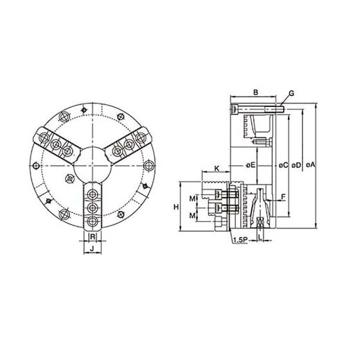 FT−NT10 3爪 スクロールチャック