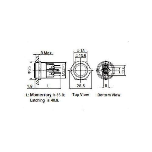 防水型押しボタンスイッチ(照光式:緑)