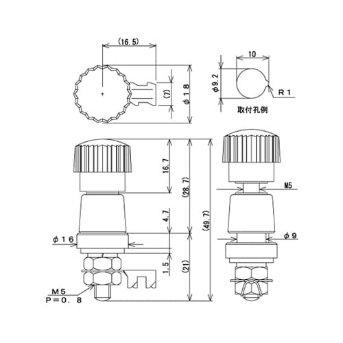 T−2−R絶縁ターミナルφ9.2mm赤