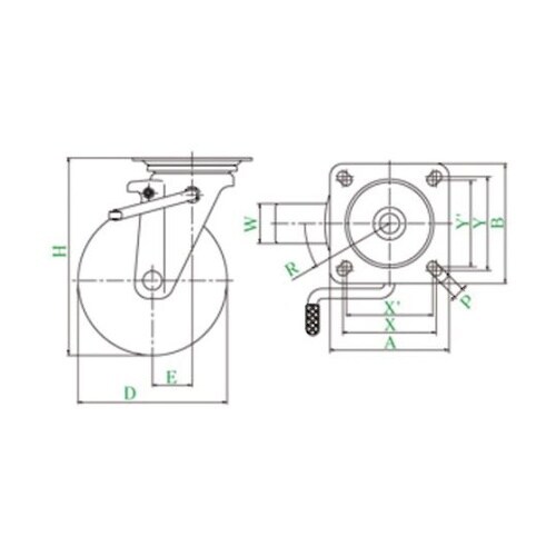 プレート式 自在 キャスター ゴム 車輪