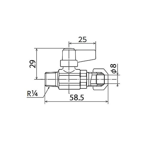 R 1/4”x 8.0mm ミニボールバ