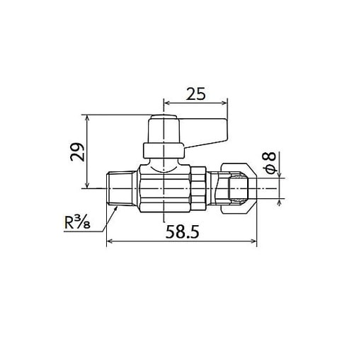 R 3/8”x 8.0mm ミニボールバ