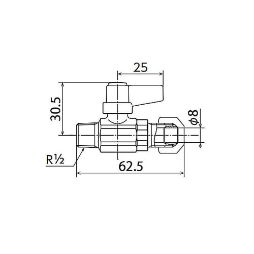 R 1/2”x 8.0mm ミニボールバ