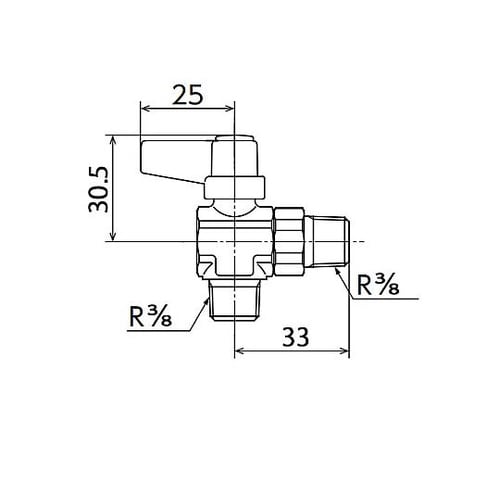 R 3/8” ミニボールバルブ(アングル