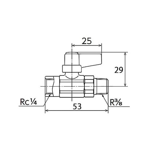 Rc1/4”xR 3/8” ミニボールバ