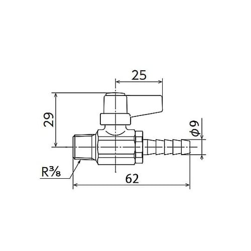 R 3/8”x 9.0mm ミニボールバ