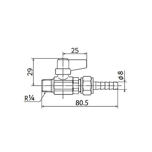 R 1/4”x 8.0mm ミニボールバ
