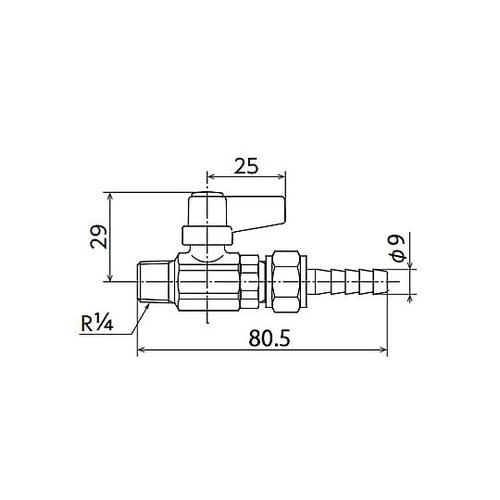 R 1/4”x 9.0mm ミニボールバ