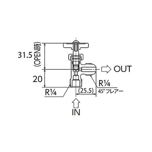 R 1/4” ニードルバルブ(樹脂ハンド
