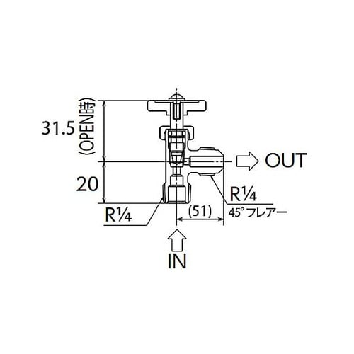 R 1/4” ニードルバルブ(樹脂ハンド