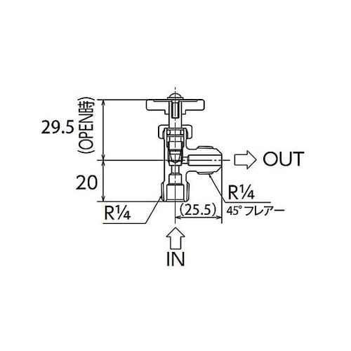 R 1/4” ニードルバルブ(黄銅ハンド