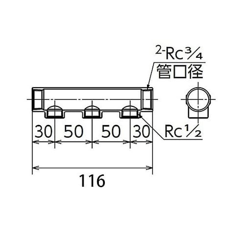 Rc3/4”xRc1/2” ヘッダー(3