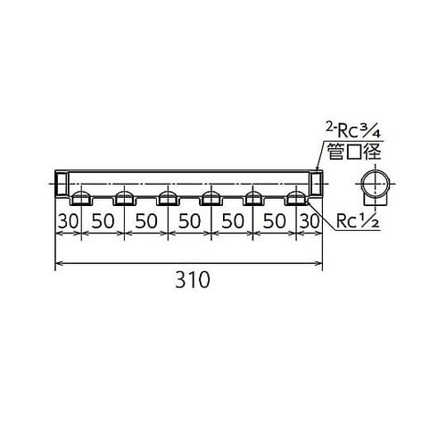 Rc3/4”xRc1/2” ヘッダー(6