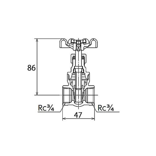 Rc 3/4” ゲートバルブ(真鍮製)