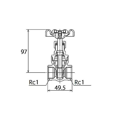 Rc 1” ゲートバルブ(真鍮製)