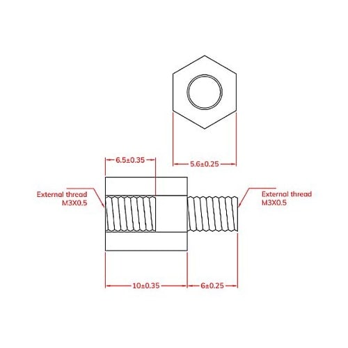 M3x10.0mm 六角雄ねじスペーサ(