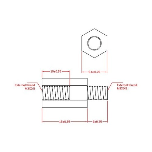 M3x15.0mm 六角雄ねじスペーサ(