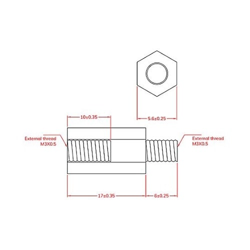 M3x17.0mm 六角雄ねじスペーサ(