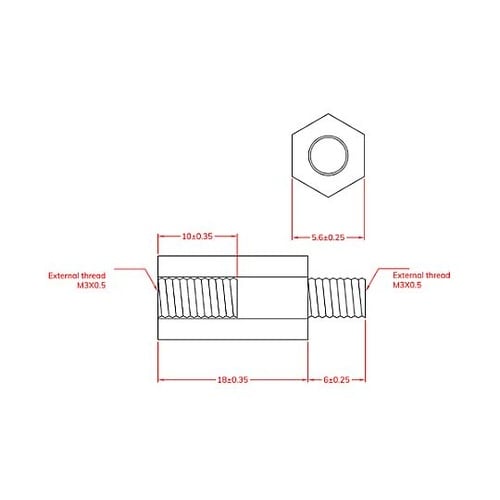 M3x18.0mm 六角雄ねじスペーサ(
