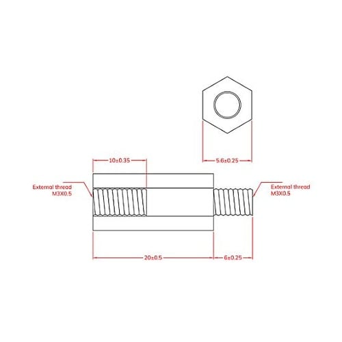 M3x20.0mm 六角雄ねじスペーサ(