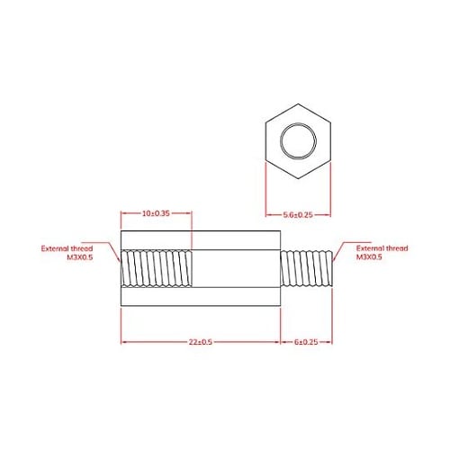 M3x22.0mm 六角雄ねじスペーサ(