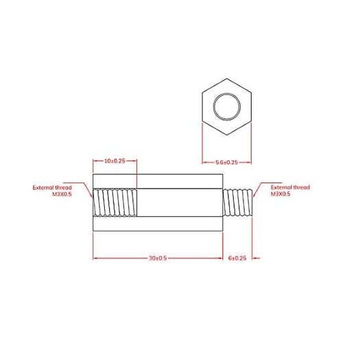 M3x30.0mm 六角雄ねじスペーサ(