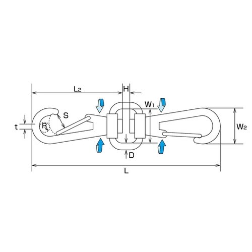 B1424ステンレススイベルダブルフック