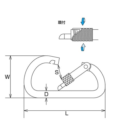 B2640 ステンレス カラビナD型