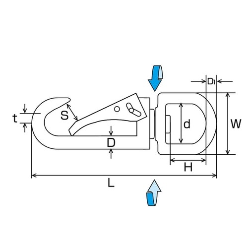 フックステンレス 回転ロックスナップ 線