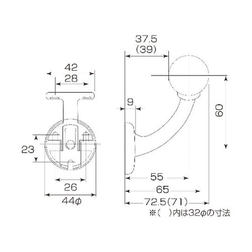 ZD26100V 壁半受ブラケット 金