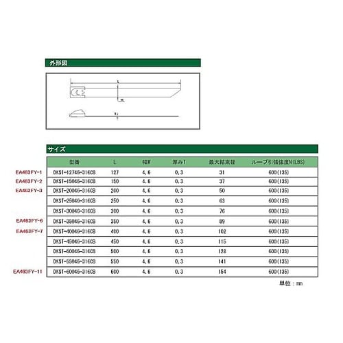 4.6x600mm 結束バンド(SUS3