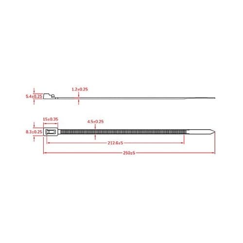 250mm 結束バンド(再結束タイプ/黒