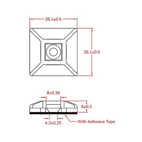 26.1x26.1mm結束バンド用ベース