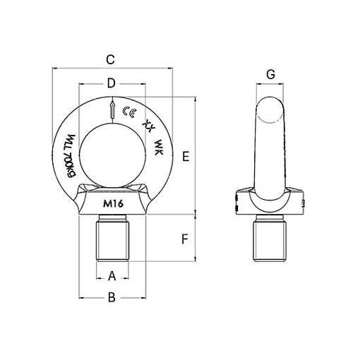 M12x20.5mm アイボルト(ステン