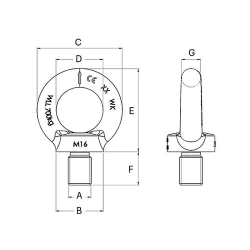 M16x27mm アイボルト(ステンレス
