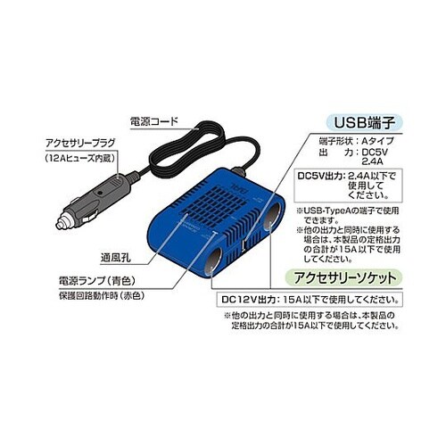 DC24V→DC12V/15A(USB