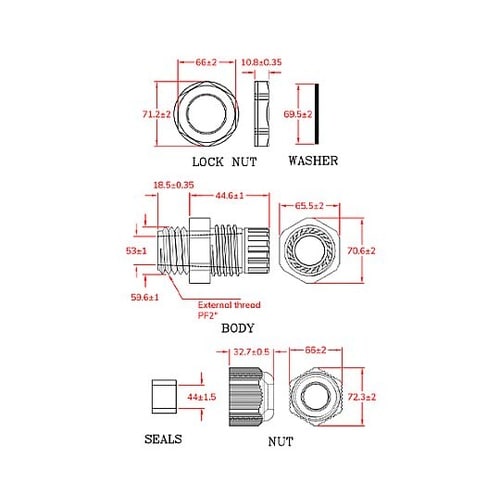 34−44mm/G2” ケーブルグランド