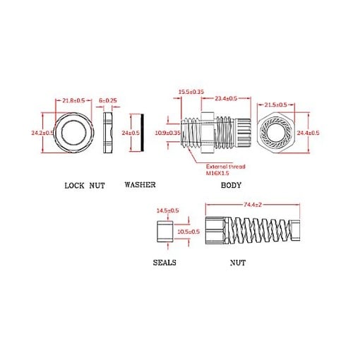 5−10mm/16mm ケーブルグランド