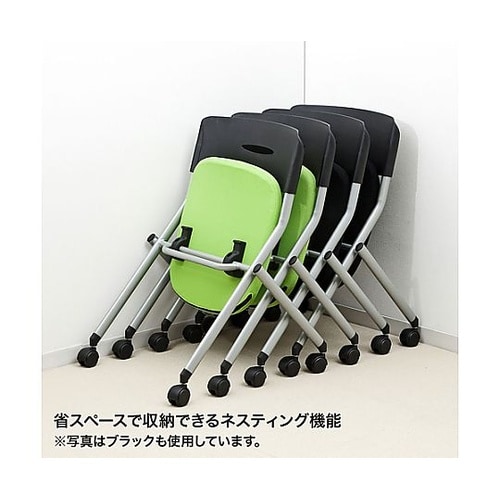 折畳み椅子(キャスター付/グリーン) E