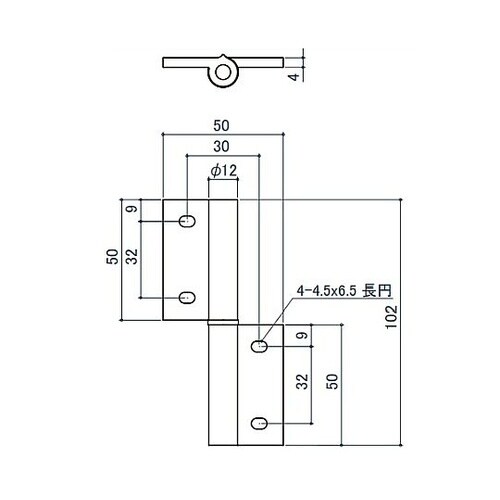 50x102mm 30角用アルミ旗丁番(